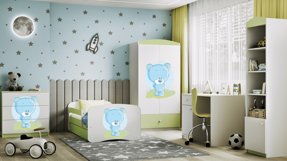 Pat din pal pentru copii, Teddybear I Verde / Alb (5)