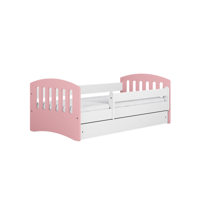 Pat din pal si MDF pentru copii, Classico Mix Pale II Rose / Alb