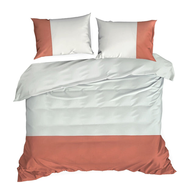 Lenjerie de pat din bumbac, Novad Alb / Caramiziu & ERFRNY-BEDLINEN-NOVAD-WHITE-BRICK-RED