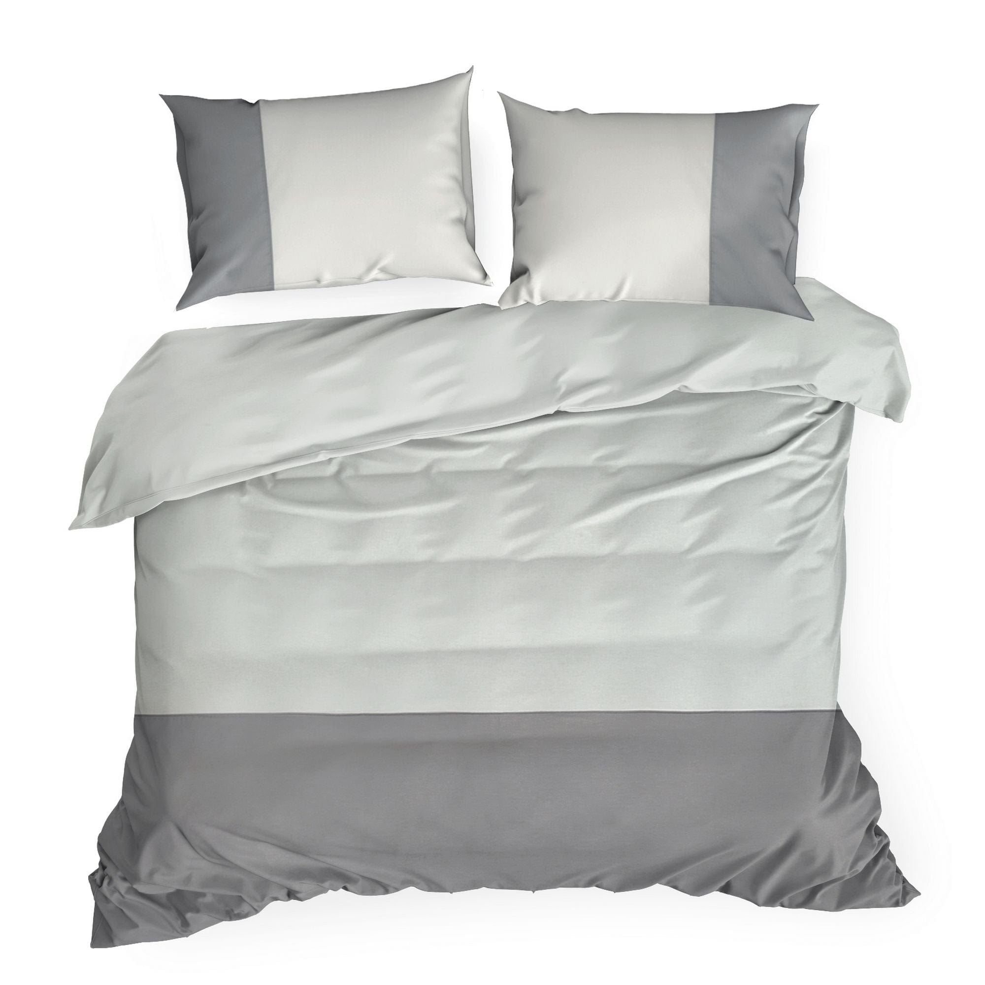 Lenjerie de pat din bumbac, Novad Alb / Gri & ERFRNY-BEDLINEN-NOVAD-WHITE-STEEL