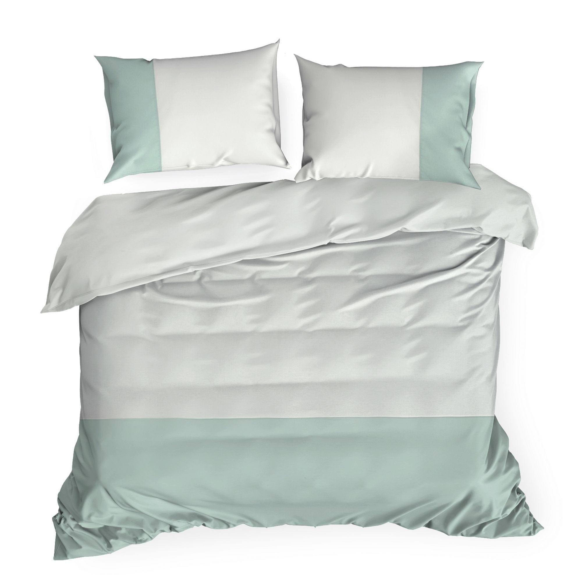 Lenjerie de pat din bumbac, Novad Alb / Verde Mint & ERFRNY-BEDLINEN-NOVAD-WHITE-MINT