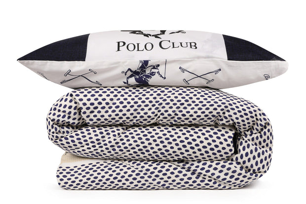 Lenjerie de pat din bumbac Ranforce, Beverly Hills Polo Club BHPC 027 Bleumarin / Crem, 200 x 220 cm (2)