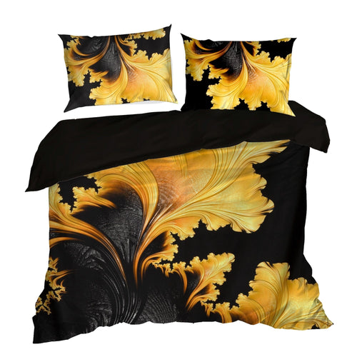 Lenjerie de pat din bumbac, Reina Negru / Multicolor & ERFRNY-BEDLINEN-REINA-BLACK-HONEY-ORANGE