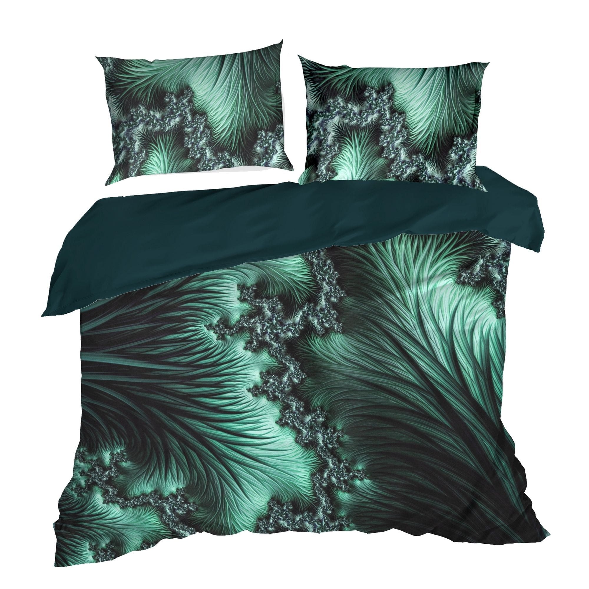 Lenjerie de pat din bumbac, Reina Negru / Turcoaz & ERFRNY-BEDLINEN-REINA-BLACK-TURQUOISE