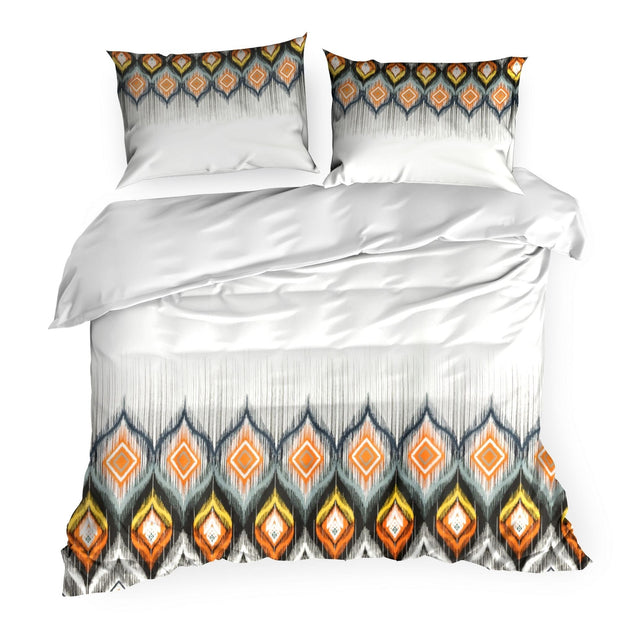 Lenjerie de pat din bumbac Satinat, Nika Alb / Portocaliu & ERFRNY-BEDLINEN-NIKA-WHITE-ORANGE