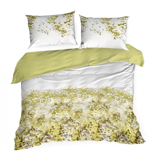 Lenjerie de pat din bumbac Satinat, Nika Alb / Verde & ERFRNY-BEDLINEN-NIKA-WHITE-GREEN