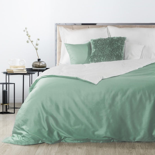 Lenjerie de pat din bumbac Satinat, Nova 3 Alb / Verde Mint, 160 x 200 cm (2)