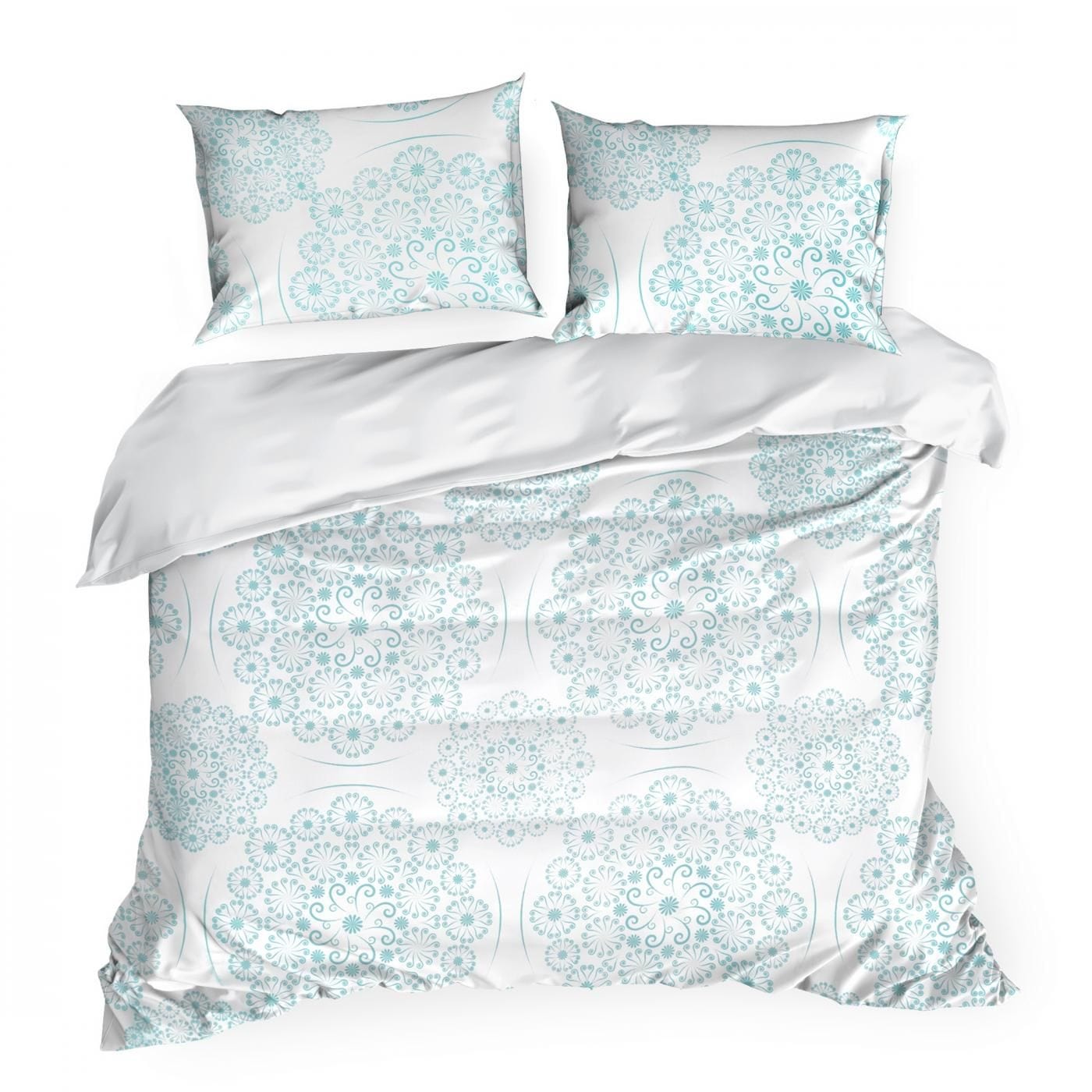 Lenjerie de pat din bumbac Satinat, Selma 1 Alb / Argintiu & ERFRNY-BEDLINEN-SELMA-1-WHITE-SILVER