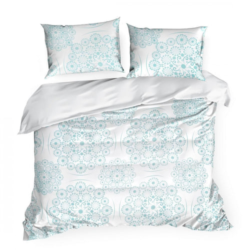 Lenjerie de pat din bumbac Satinat, Selma 1 Alb / Argintiu & ERFRNY-BEDLINEN-SELMA-1-WHITE-SILVER