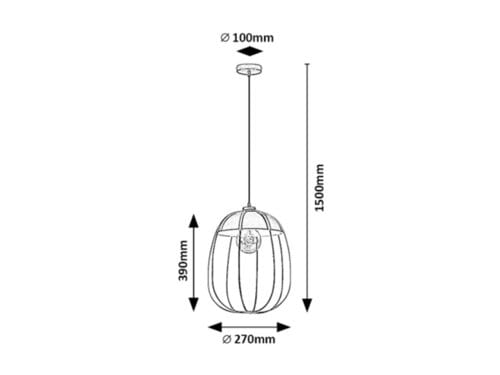 RabaLux Lustra Svens 72034 Negru Mat / Portocaliu