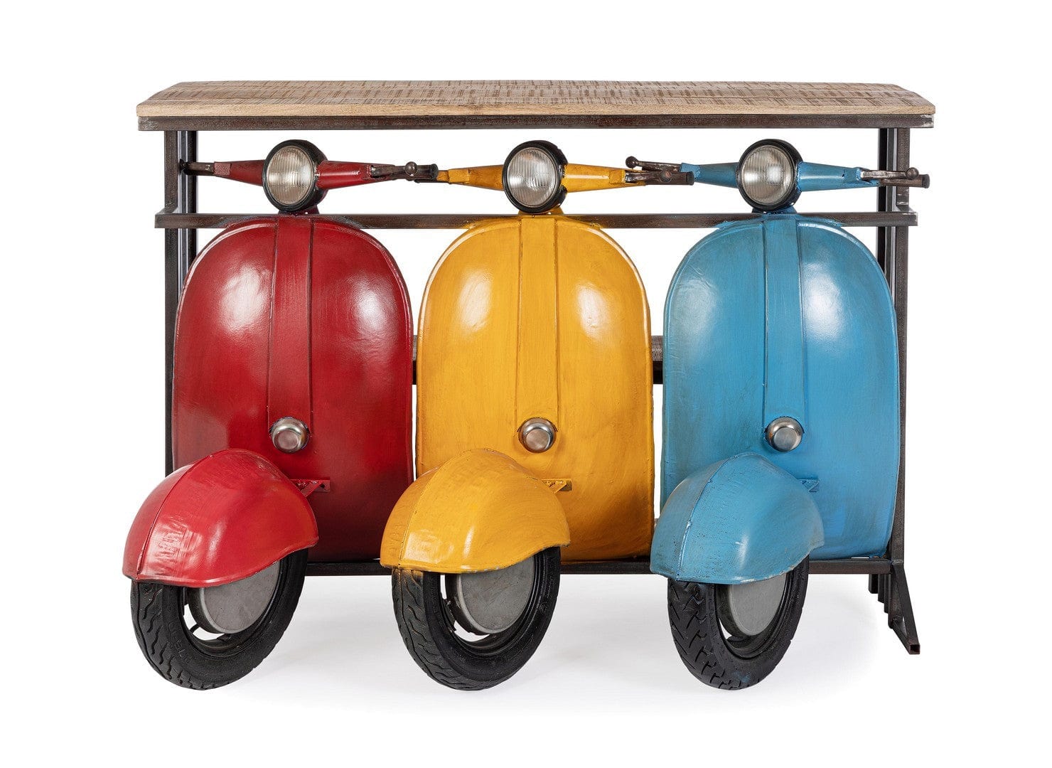 Masa de bar din lemn de mango si metal, Tris Vespa Multicolor, L143,5xl75xH100,3 cm (2)