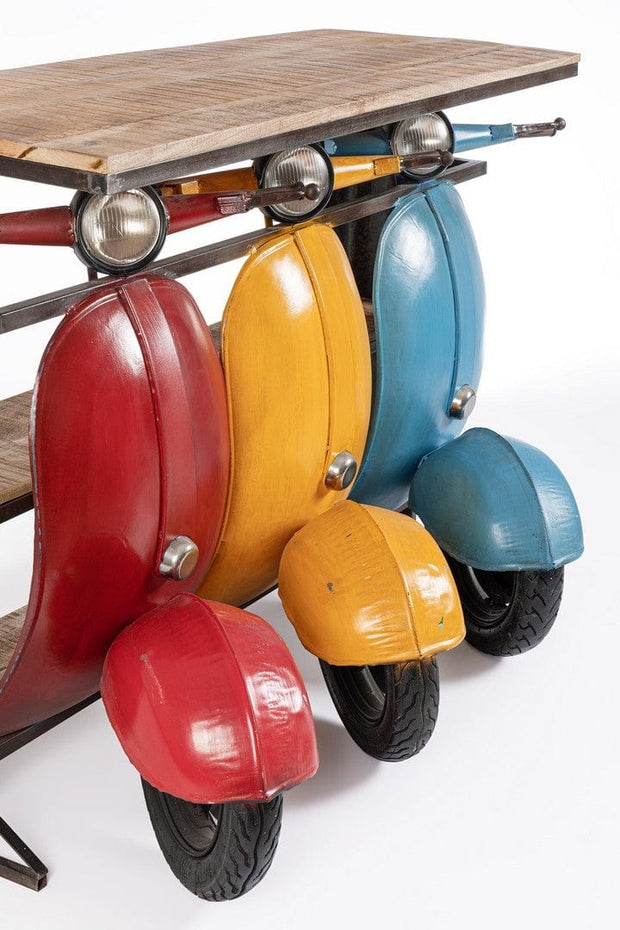 Masa de bar din lemn de mango si metal, Tris Vespa Multicolor, L143,5xl75xH100,3 cm (6)