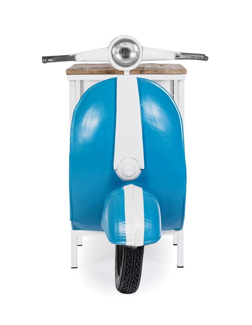 Masa de bar din lemn de mango si metal, Vespa Natural / Alb / Albastru, L104xl94xH65 cm (3)