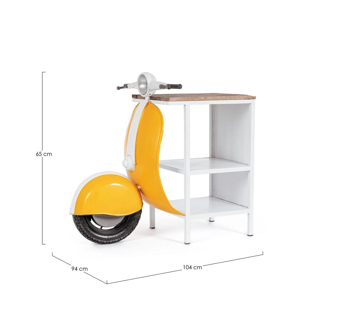 Masa de bar din lemn de mango si metal, Vespa Natural / Alb / Galben, L104xl94xH65 cm (1)