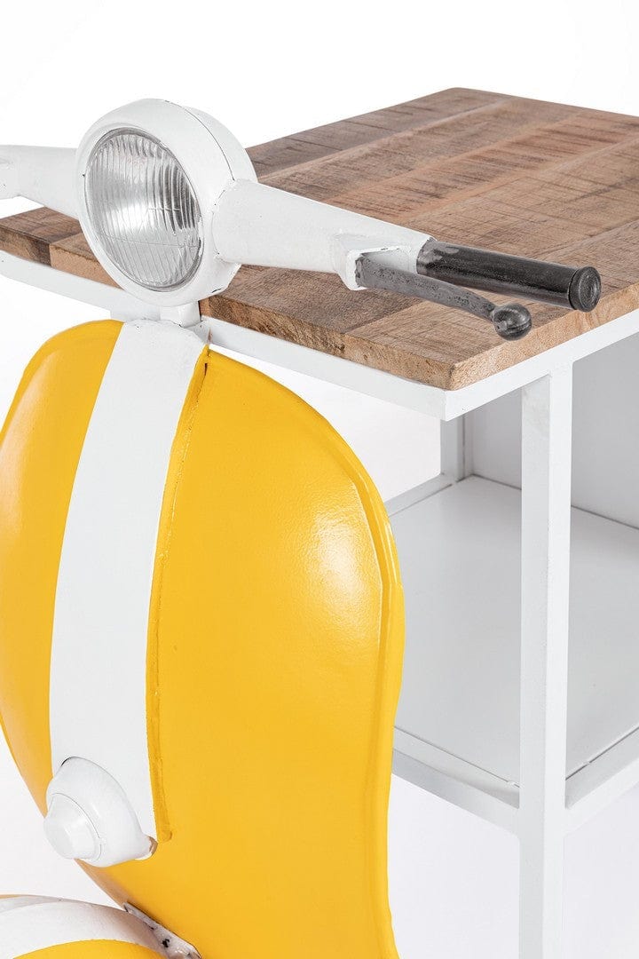 Bizzotto Masa de bar din lemn de mango si metal, Vespa Natural / Alb / Galben, L104xl94xH65 cm