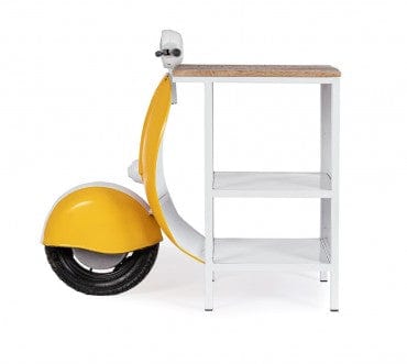 Bizzotto Masa de bar din lemn de mango si metal, Vespa Natural / Alb / Galben, L104xl94xH65 cm