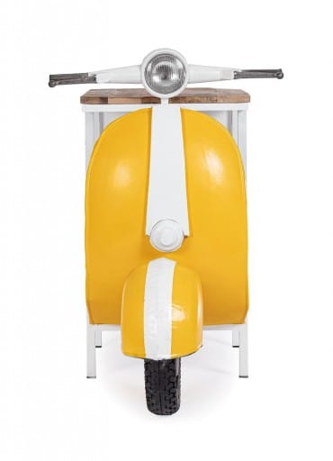 Bizzotto Masa de bar din lemn de mango si metal, Vespa Natural / Alb / Galben, L104xl94xH65 cm