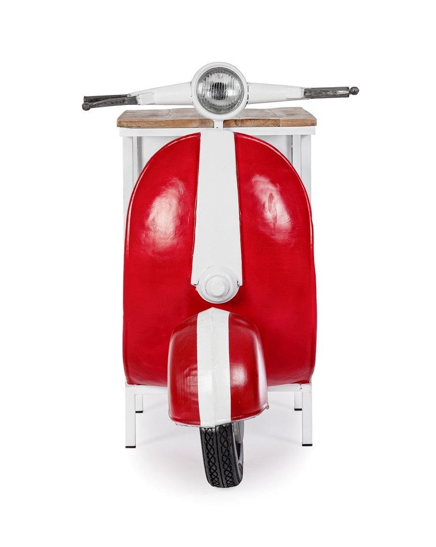 Masa de bar din lemn de mango si metal, Vespa Natural / Alb / Rosu, L104xl94xH65 cm (3)