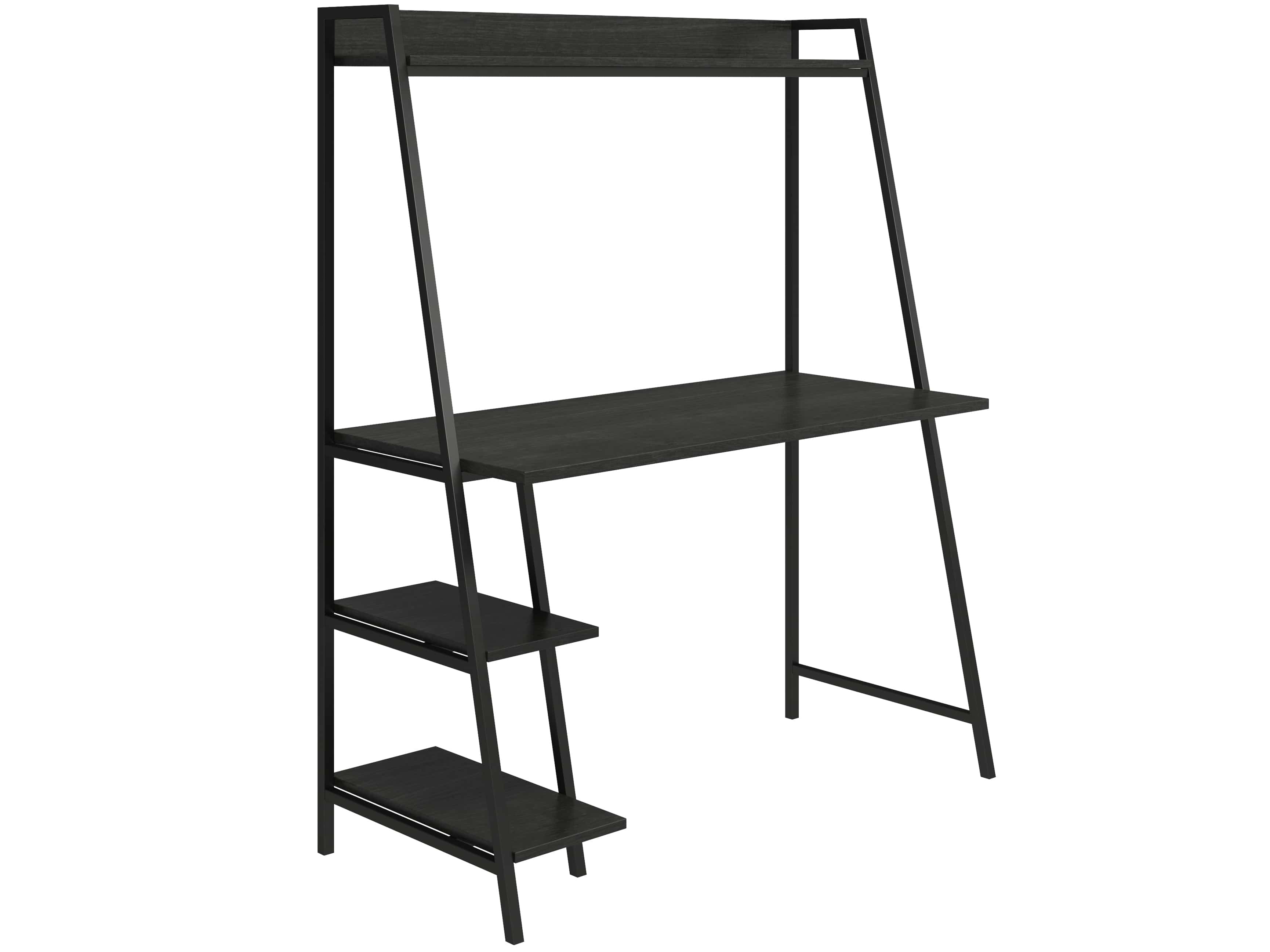 Dorel Home Masa de birou cu etajera, din MDF si metal, Bushwick Negru, L111xl51xH137 cm