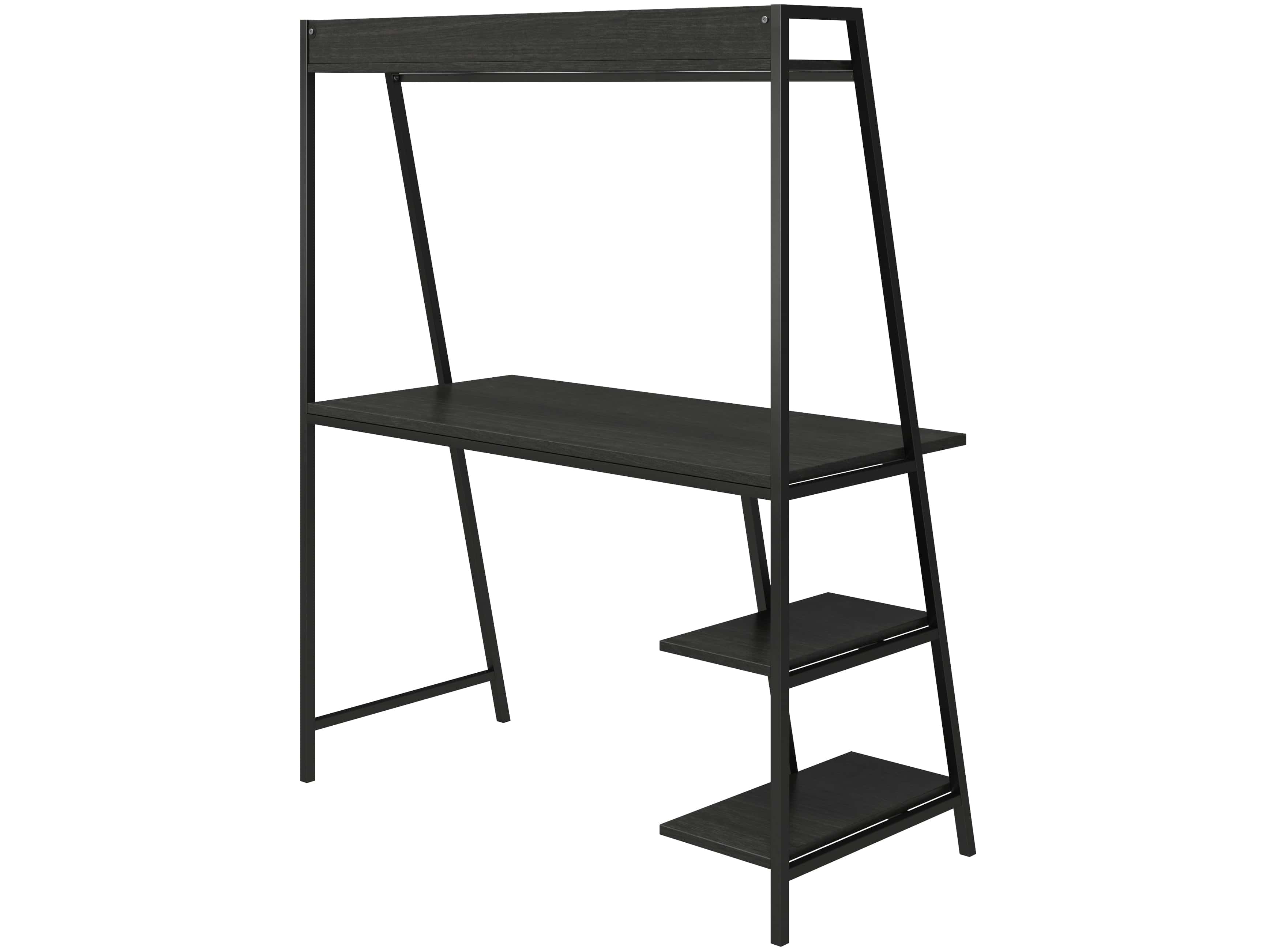 Dorel Home Masa de birou cu etajera, din MDF si metal, Bushwick Negru, L111xl51xH137 cm