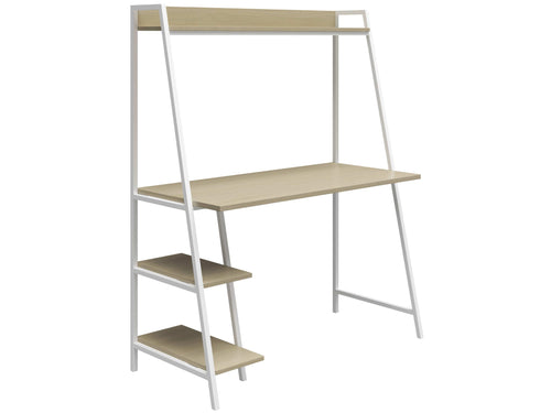 Dorel Home Masa de birou cu etajera, din MDF si metal, Bushwick Stejar / Alb, L111xl51xH137 cm