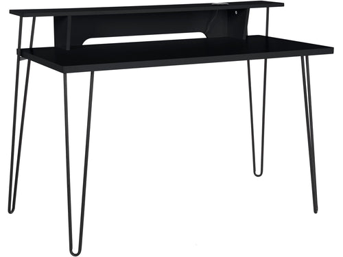 Dorel Home Masa de birou cu etajera, din MDF si metal, New Haven Negru, L115xl58xH86 cm