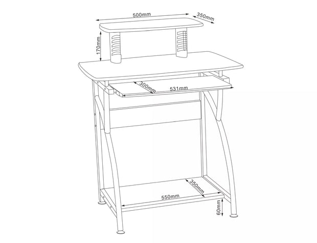 Masa de birou din MDF si aluminiu, Biurko B-07 Maro / Gri, L74xl55xH95 cm (1)