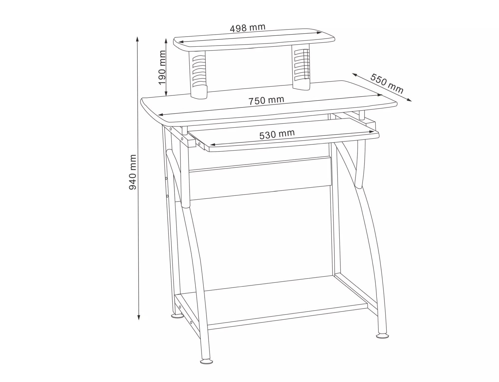 Masa de birou din MDF si aluminiu, Biurko B-07 Maro / Gri, L74xl55xH95 cm (2)