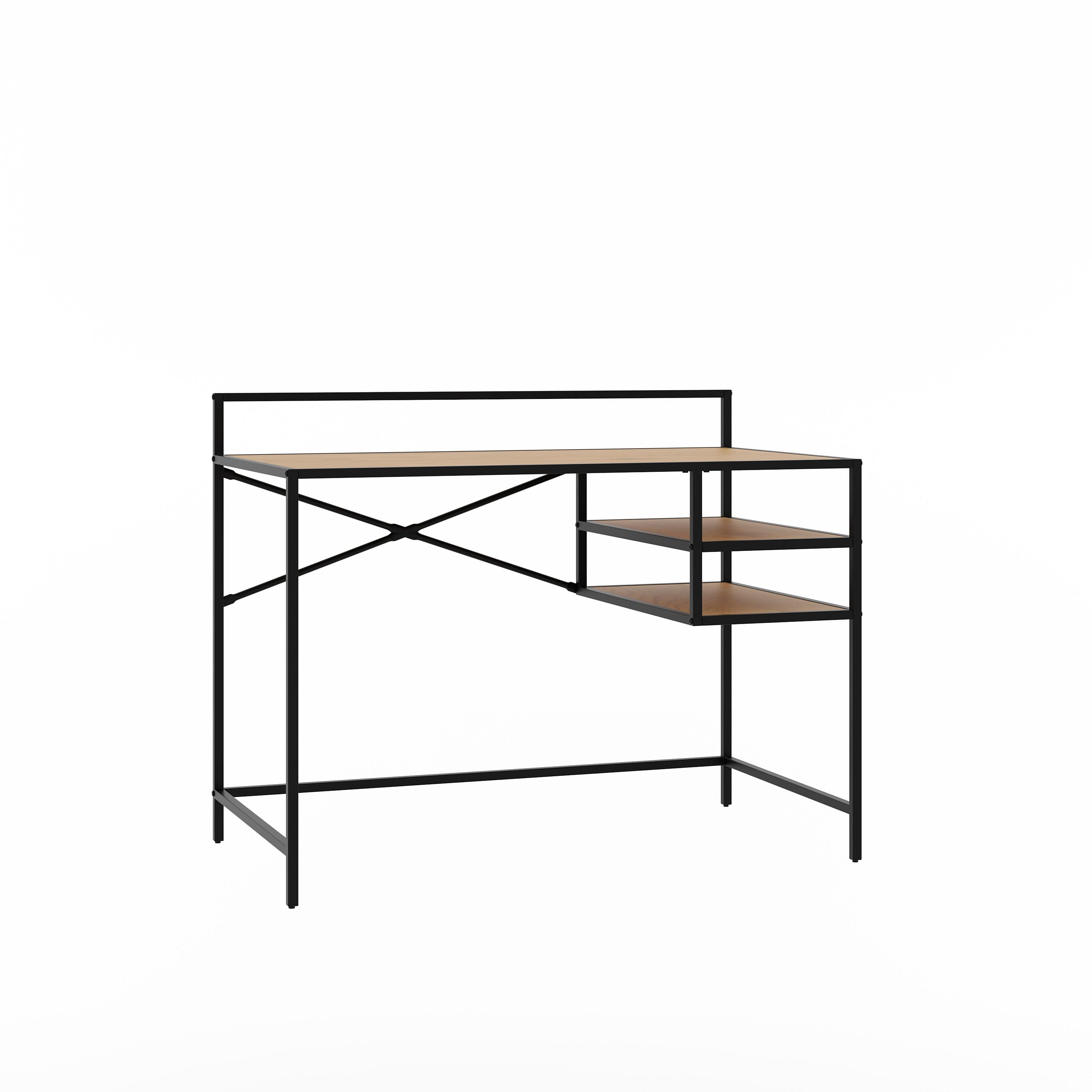 Unique Furniture A/S Masa de birou din pal si metal, Altino Stejar / Negru, L110xl56,8xH88 cm