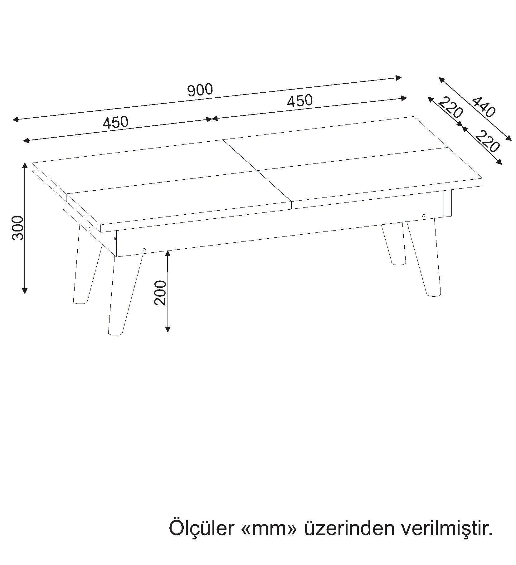 Masa de cafea din lemn, Castrum Alb / Nuc, L90xl44xH30 cm (2)