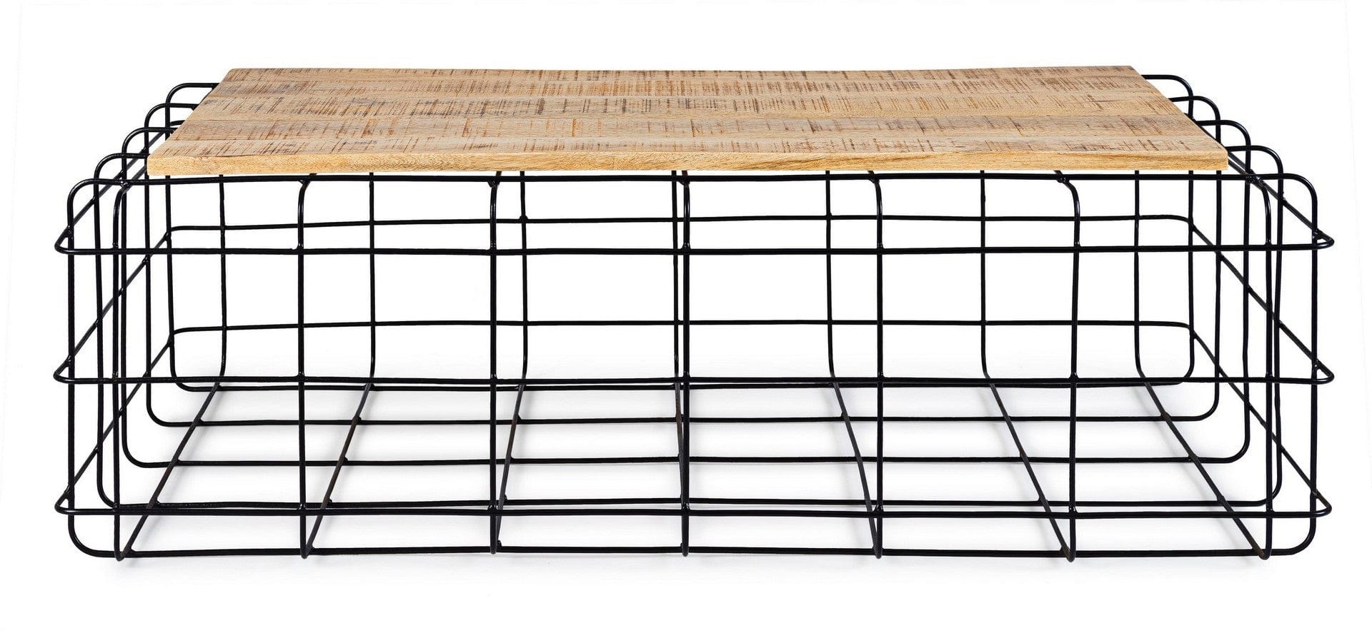 Masa de cafea din lemn de mango si metal Trellis Rectangular Natur / Negru, L110xl65xH35 cm (4)