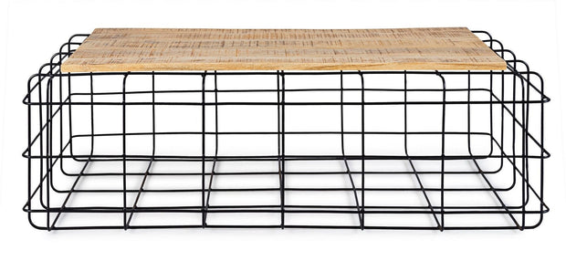 Masa de cafea din lemn de mango si metal Trellis Rectangular Natur / Negru, L110xl65xH35 cm (4)