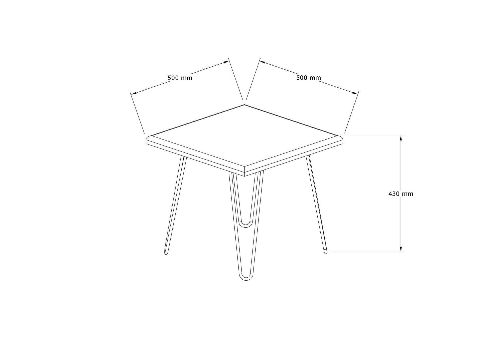 Asir Masa de cafea din lemn si metal, Mahic Nuc / Negru, L50xl50xH43 cm