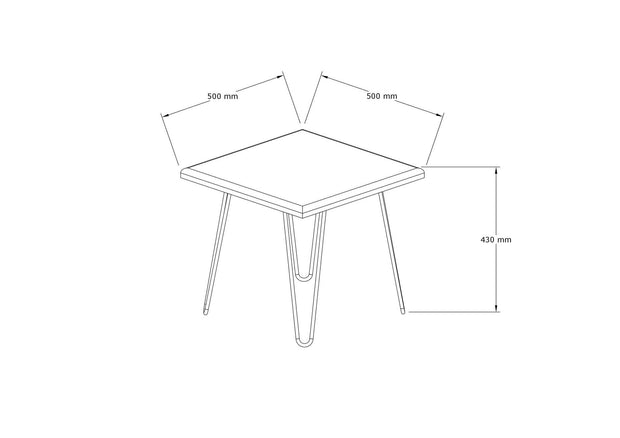 Asir Masa de cafea din lemn si metal, Mahic Nuc / Negru, L50xl50xH43 cm