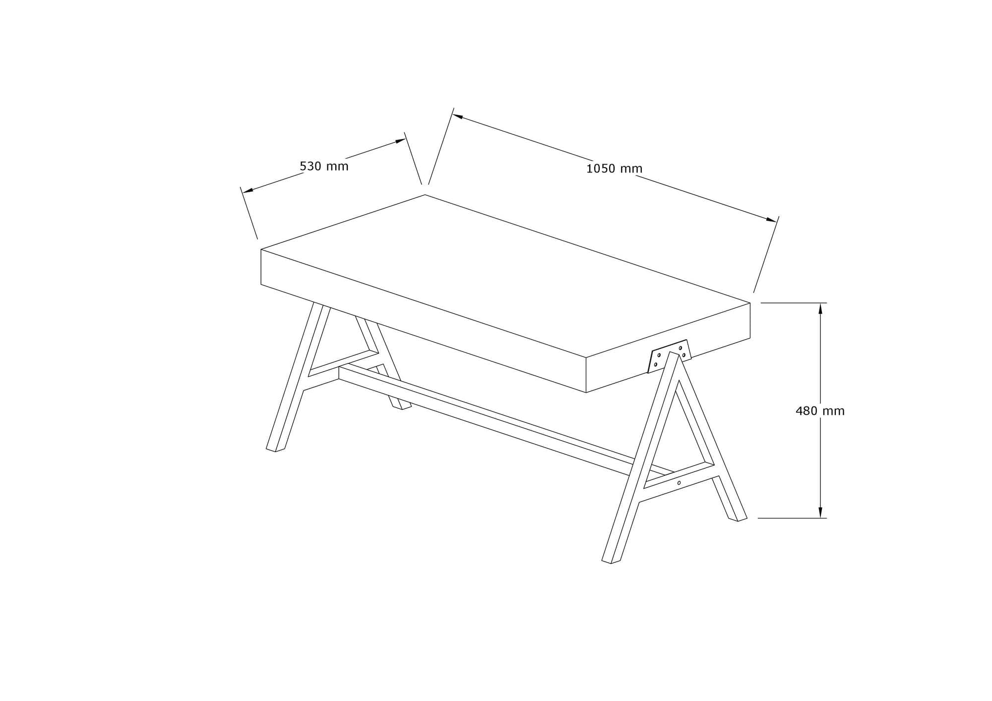 Masa de cafea din lemn si metal, Room Pin Atlantic / Negru, L105xl53xH48 cm (3)