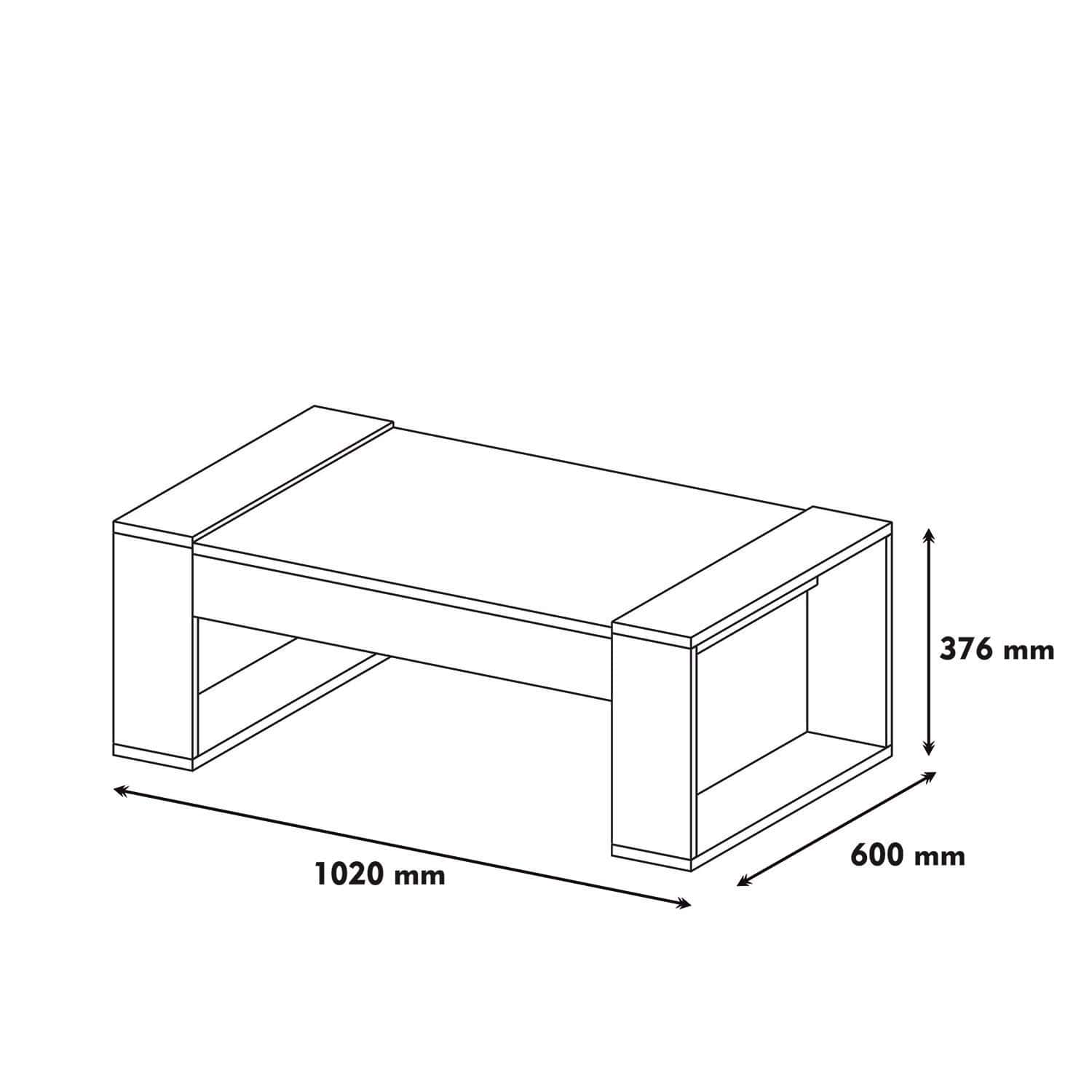 Masa de cafea din lemn, Venus Nuc / Alb, L102xl60xH37,6 cm (3)