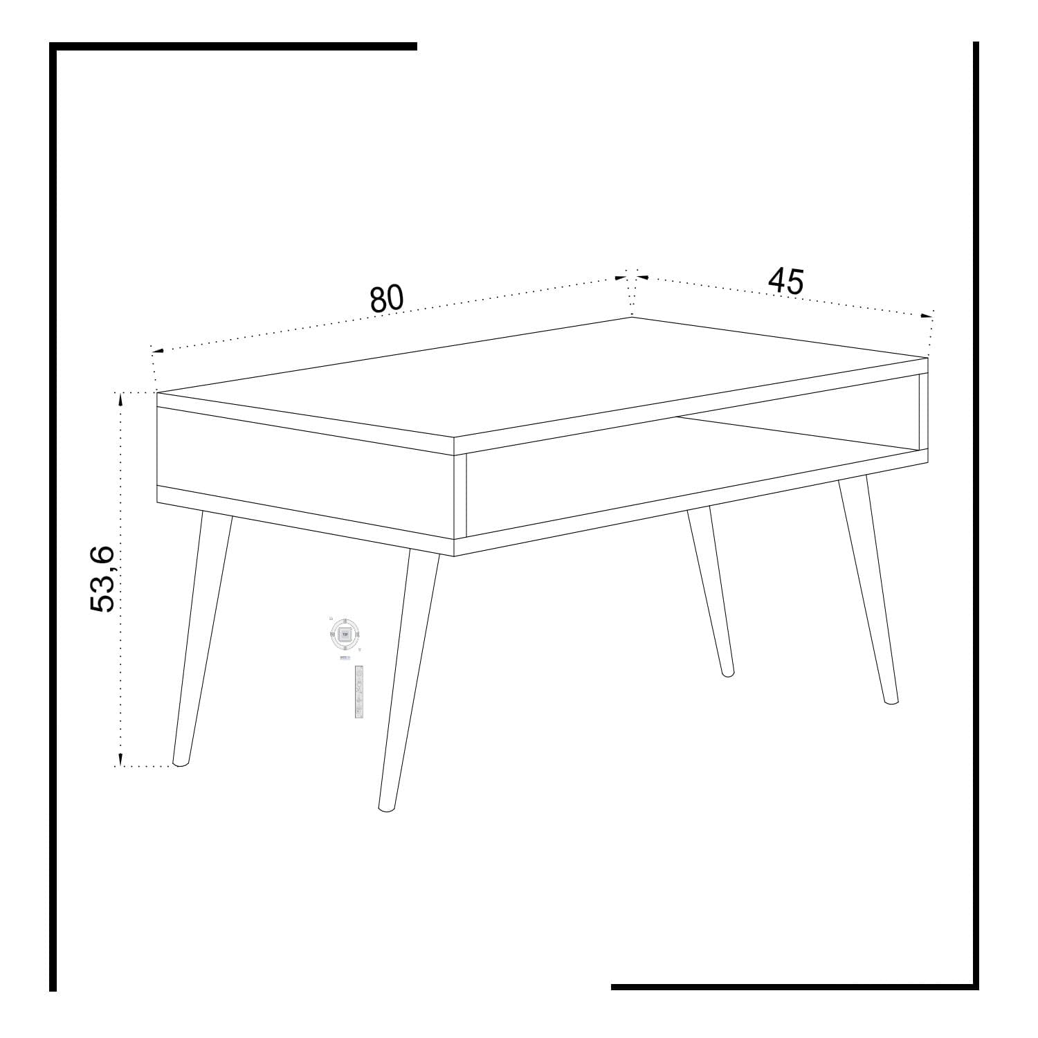 Masa de cafea din lemn, Via Nuc / Alb, L80xl45xH53,6 cm (3)