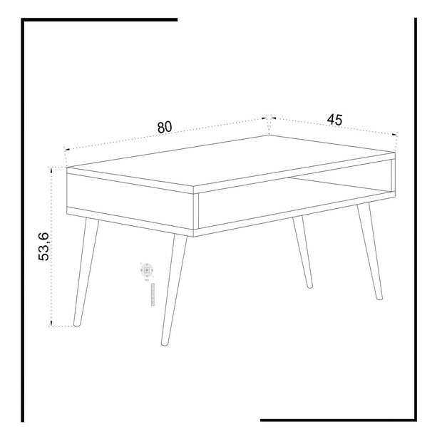 Masa de cafea din lemn, Via Nuc / Alb, L80xl45xH53,6 cm (3)