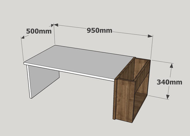 Masa de cafea din lemn, View Alb / Nuc, L95xl50xH34 cm (3)