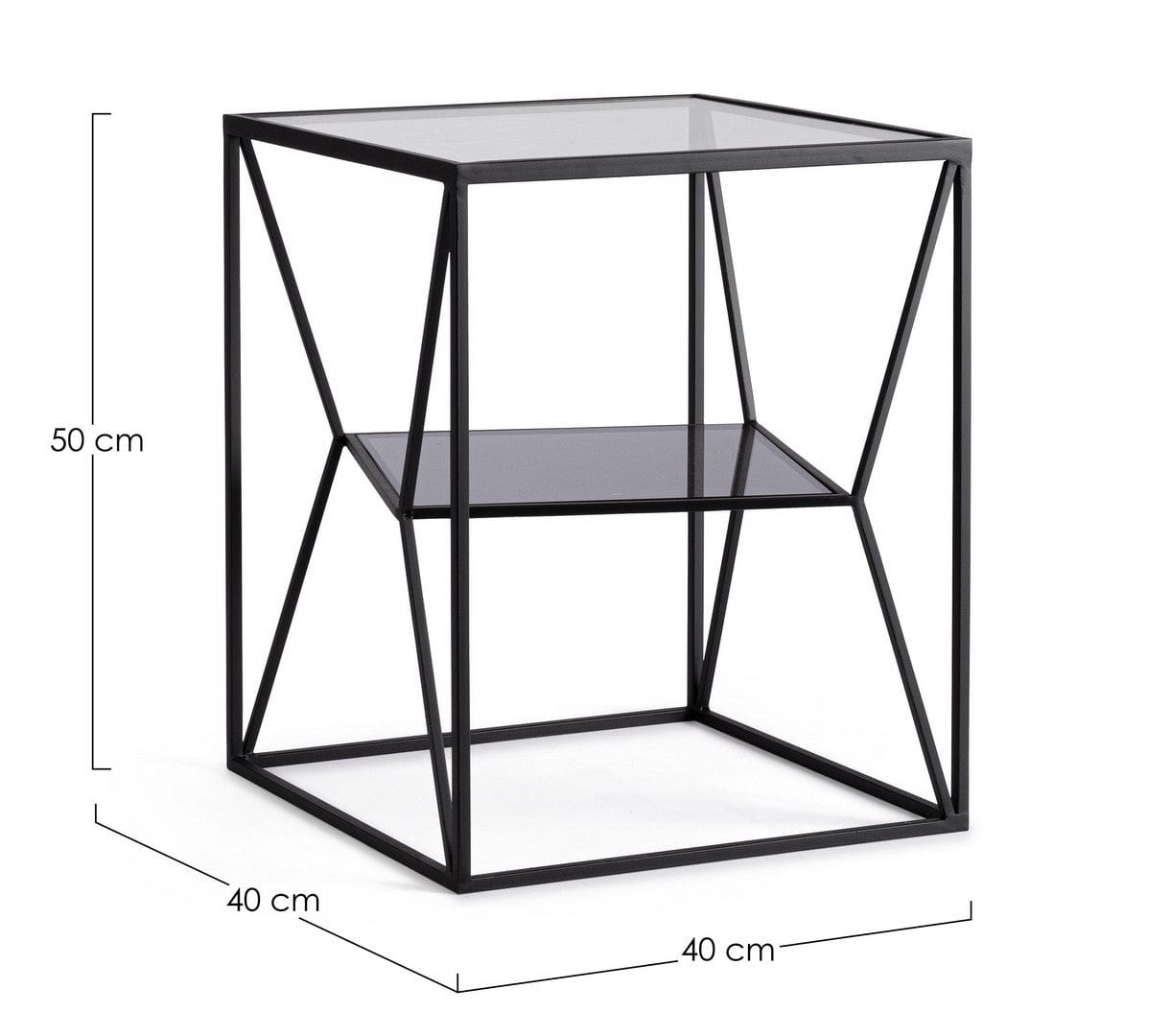 Masa de cafea din metal si sticla, Hydra Negru, L40xl40xH50 cm (1)