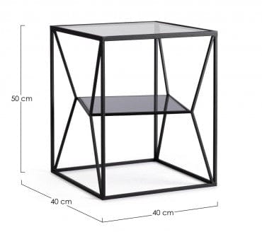 Masa de cafea din metal si sticla, Hydra Negru, L40xl40xH50 cm (5)