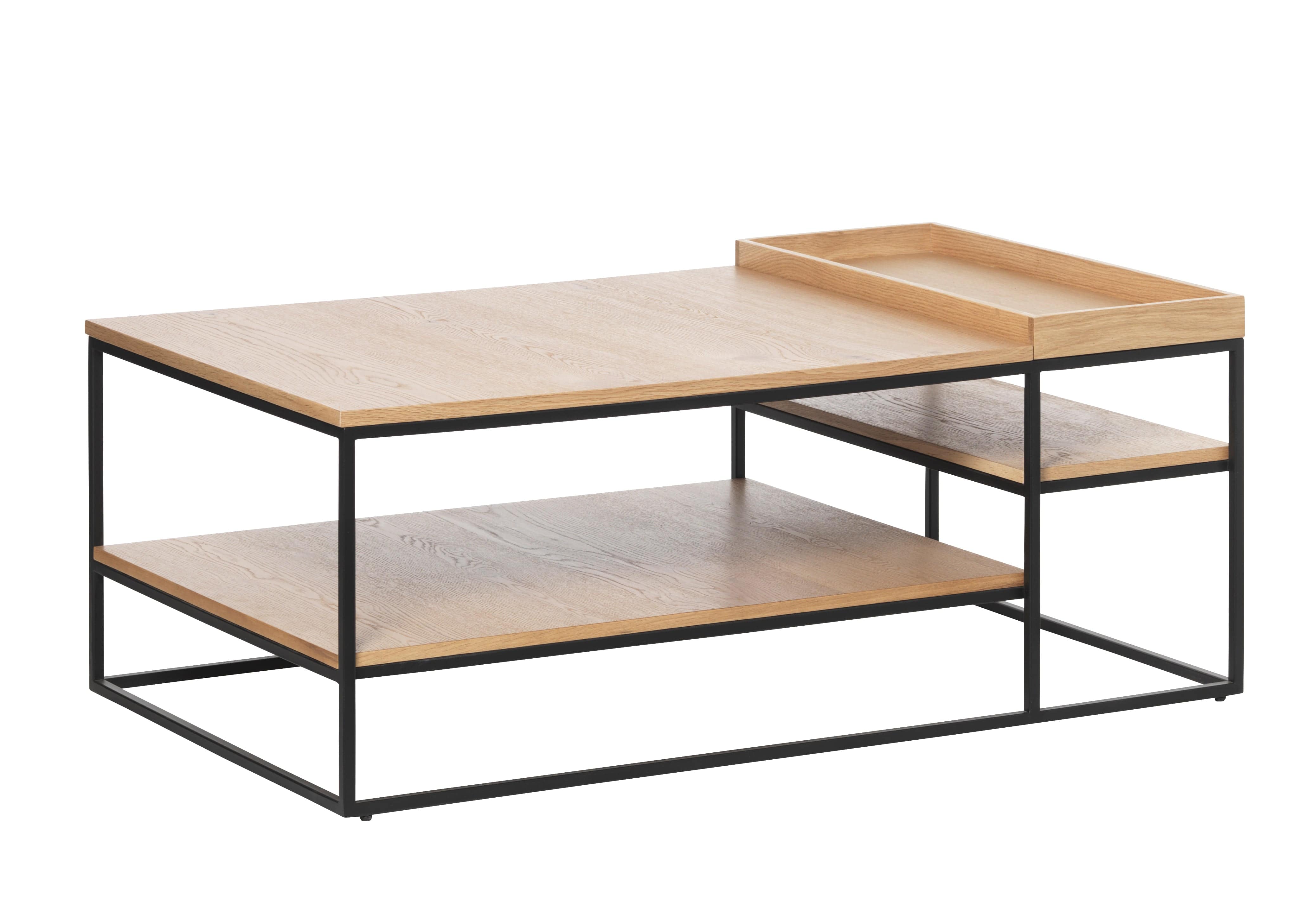 Unique Furniture A/S Masa de cafea din pal, furnir si metal, Rivoli Natural / Negru, L120xl70xH45 cm