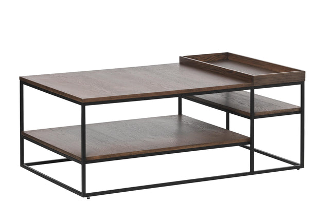 Unique Furniture A/S Masa de cafea din pal, furnir si metal, Rivoli Stejar Smoked / Negru, L120xl70xH45 cm