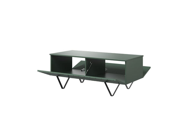 Bogart Masa de cafea din pal, MDF si metal, cu 2 usi, Scalia 120-2K Verde / Negru, L120xl55xH48 cm