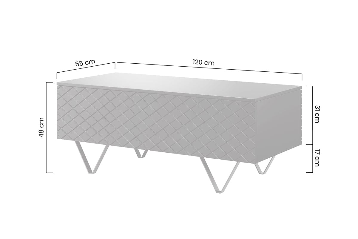 Bogart Masa de cafea din pal, MDF si metal, cu 2 usi, Scalia 120-2K Verde / Negru, L120xl55xH48 cm