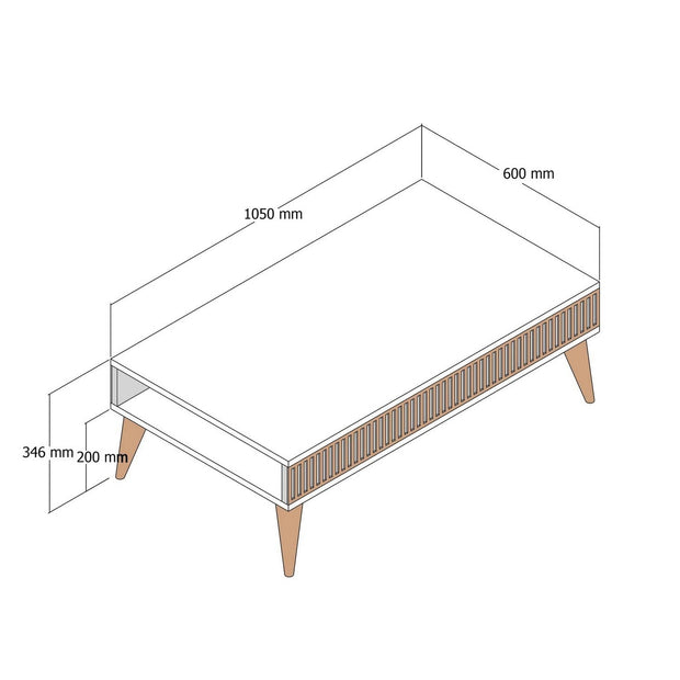 Masa de cafea din pal si lemn, Milan Nuc / Alb, L105xl60xH34,6 cm (2)