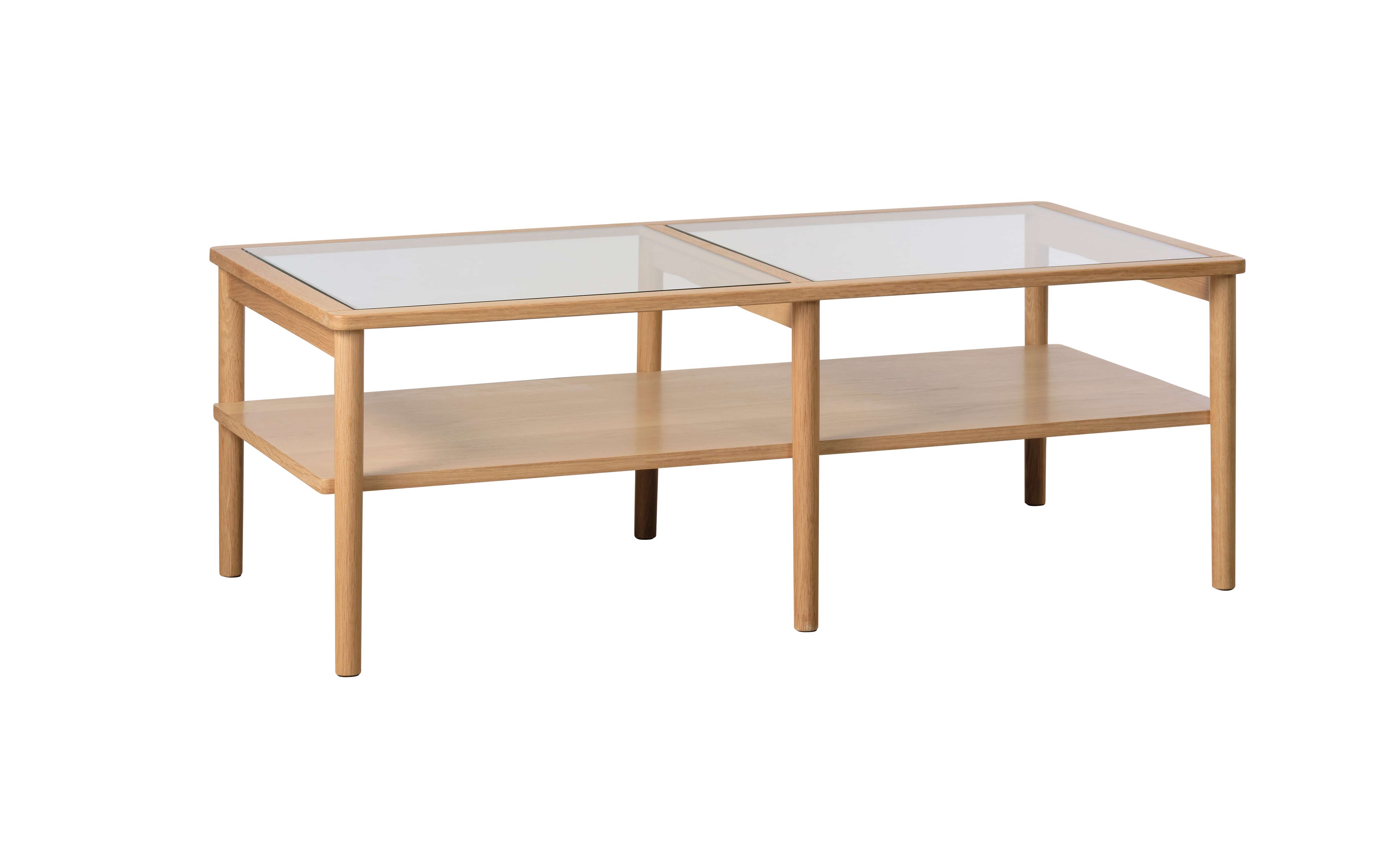 Unique Furniture A/S Masa de cafea din sticla si lemn, Elba Stejar / Natural, L120xl60xH41 cm