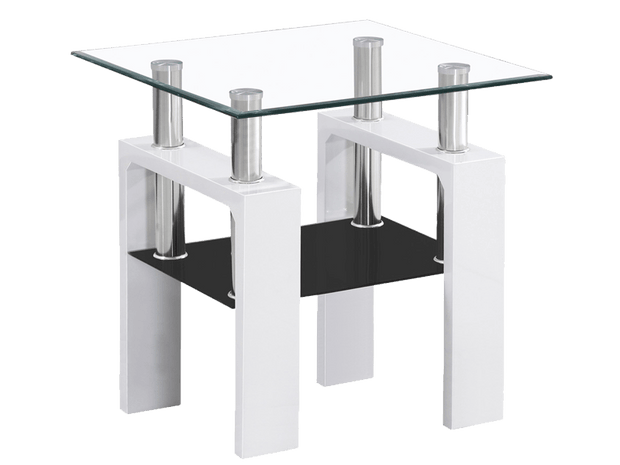 Masa de cafea din sticla si MDF, Lisa D Transparent / Alb, L60xl60xH55 cm