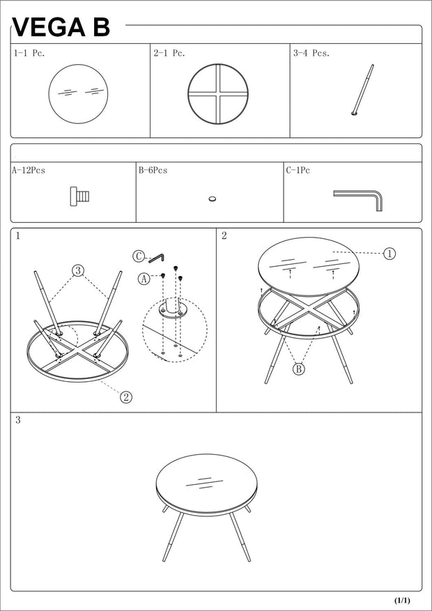 Signal Masa de cafea din sticla si metal Varius B Alb / Auriu, Ø80xH45 cm