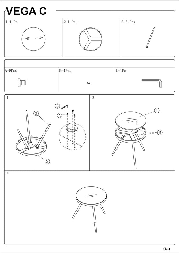 Masa de cafea, din sticla si metal Varius C Alb / Auriu, Ø45xH50 cm (2)